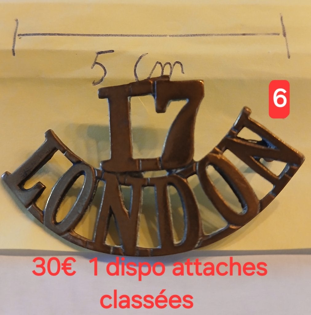 17th county of London battalion WWI Tommy Soldiers, Ophalen of Verzenden, Landmacht, Embleem of Badge