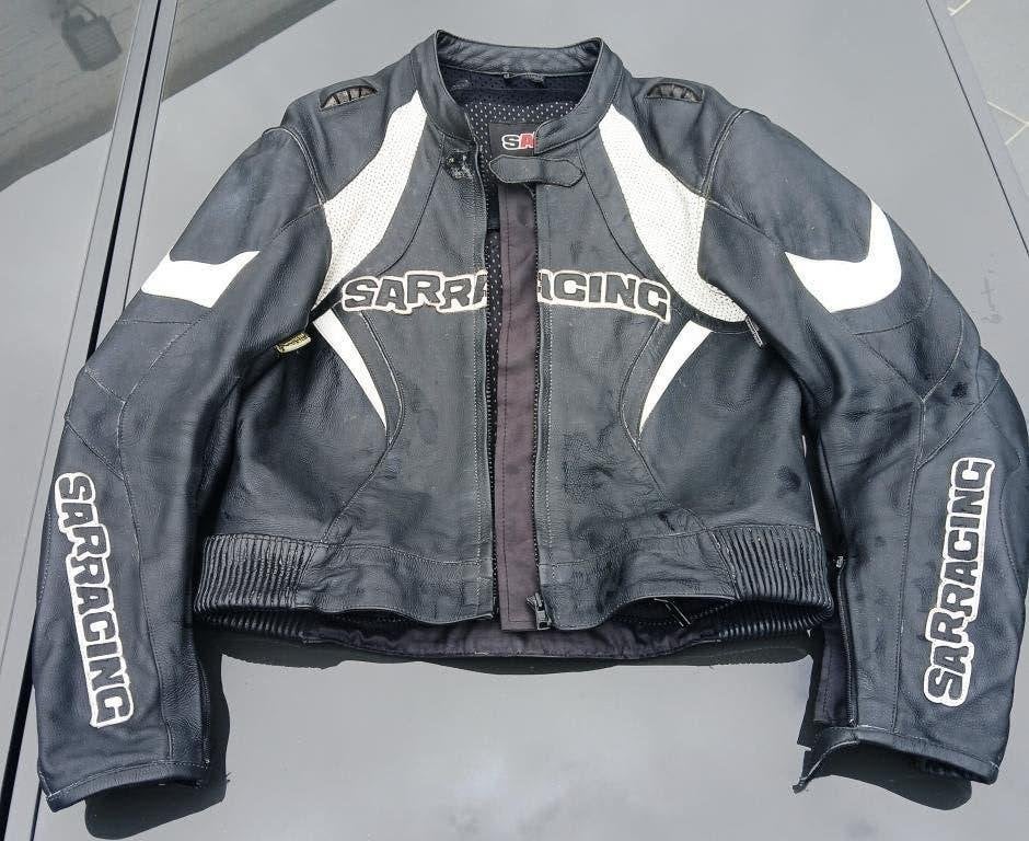 Combi-cuir moto( Deux-piéces) SARRacing Blanc/noir, Motos, Enlèvement, Seconde main, Hommes, Combinaison