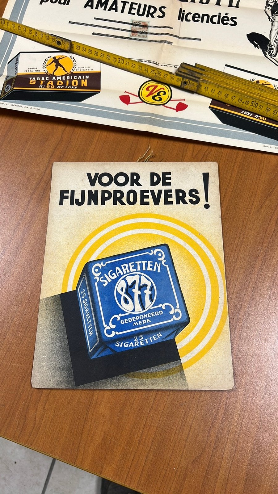 Oude reclame 877 sigaretten jaren 20 Vander Elst, Ophalen of Verzenden, Zo goed als nieuw