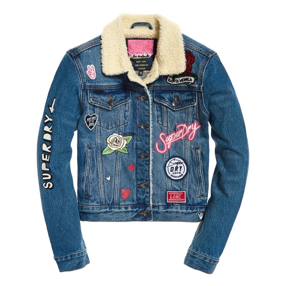 Superdry Girlfriend Sherpa Spijkerjas S NIEUW Spijker jack, Ophalen of Verzenden, Nieuw, Maat 36 (S), Blauw