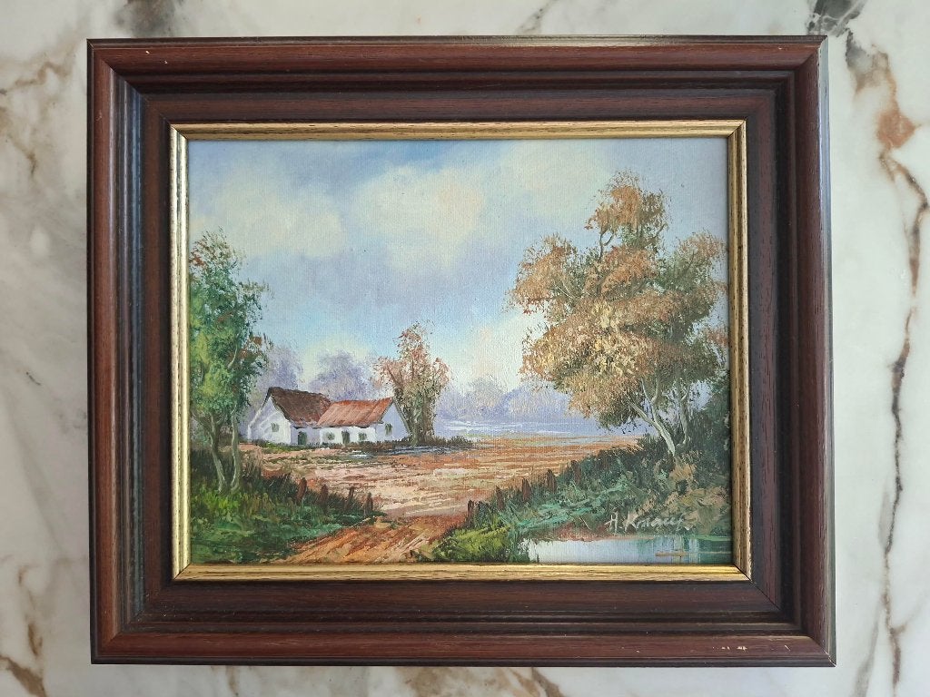 heide-en boslandschap, Antiquités & Art, Enlèvement ou Envoi, Peinture à l'huile, Paysage, Toile