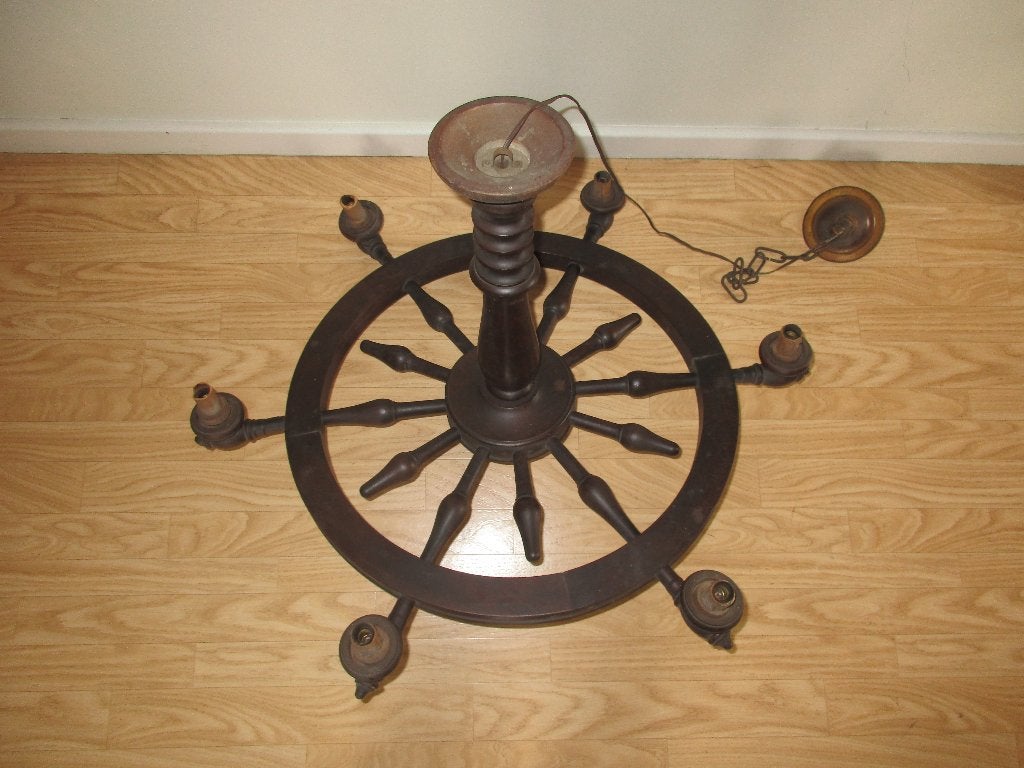 houten luster (vintage), Ophalen, Gebruikt, Hout, Vintage