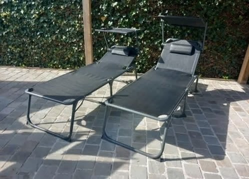 2 x grijze LIVARNO aluminium ligstoelen Houston, Tuin en Terras, Ophalen, Zo goed als nieuw, Aluminium, Verstelbaar