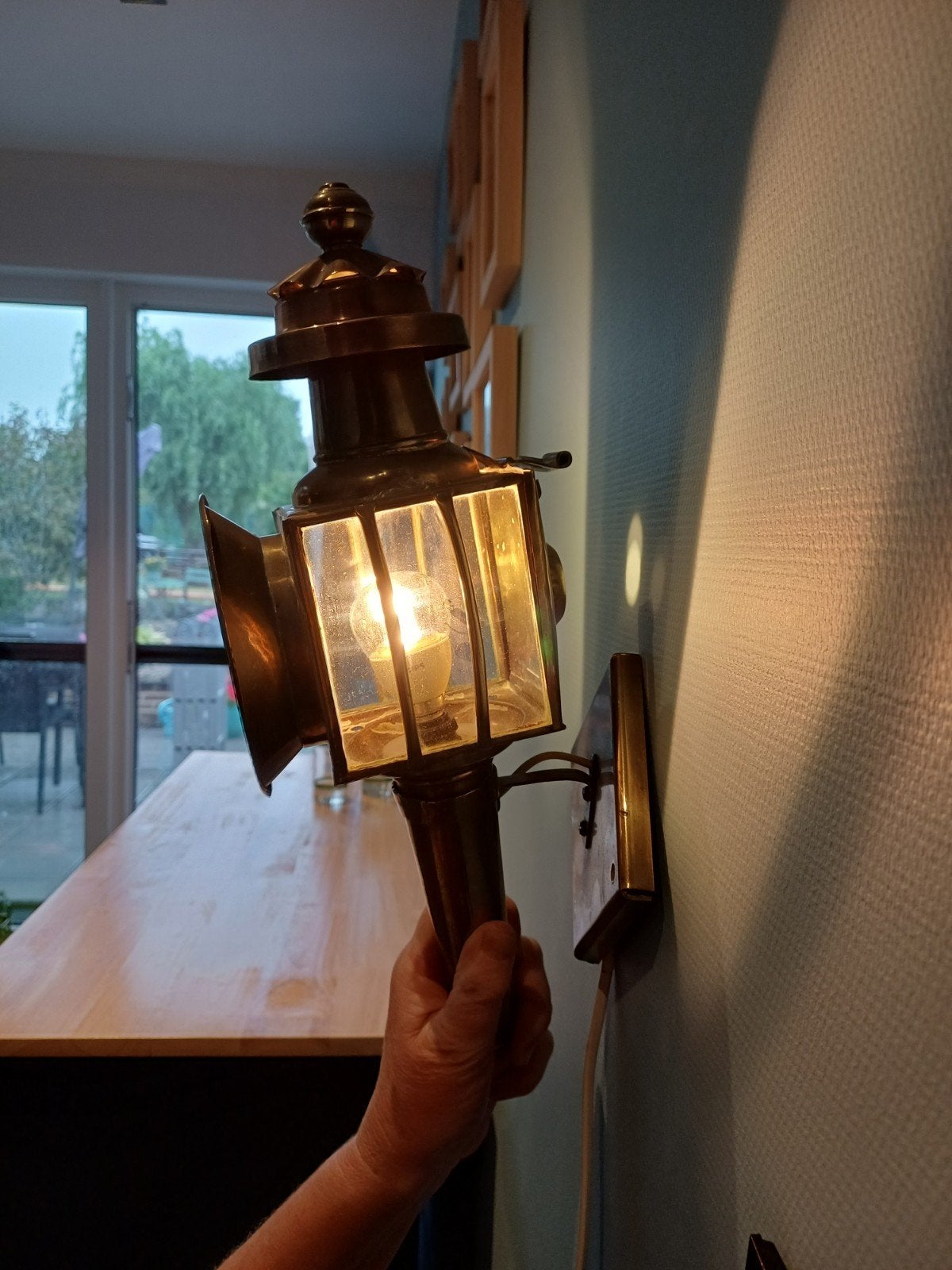 koperen antieken lantaarn., Huis en Inrichting, Lampen | Wandlampen, Ophalen