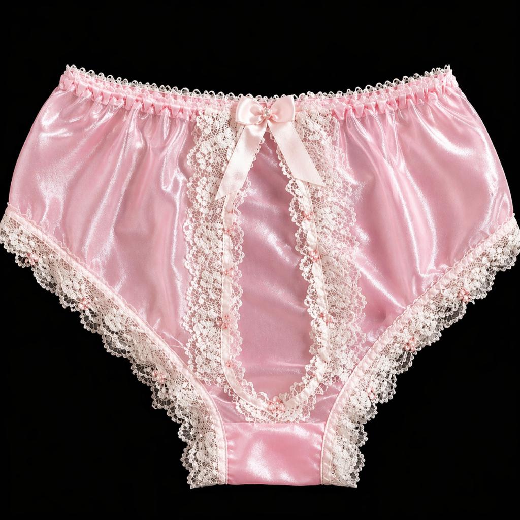 Luxury Pink Satin Lace Panties – Elegant & Feminine, Kleding | Dames, Handmade, Verzenden, Roze, Slip