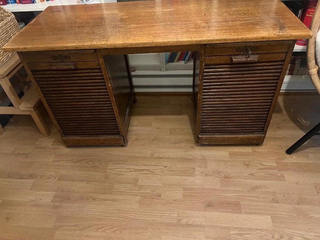 bureau ancien avec rangements, Classique, 54 cm, Bureau-armoire combiné, 130 cm
