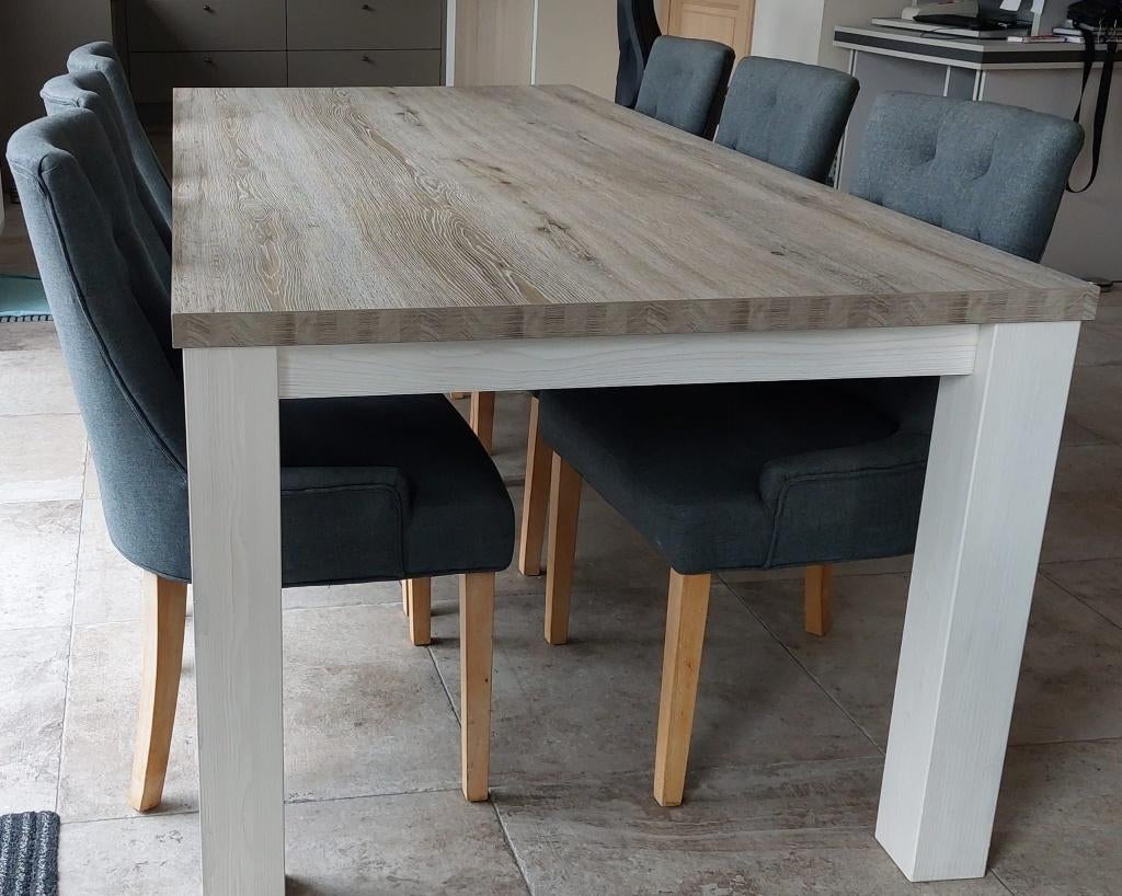 Landelijke eettafel York met bijbehorende stoelen, Huis en Inrichting, Tafels | Eettafels, Ophalen, Gebruikt, Overige materialen
