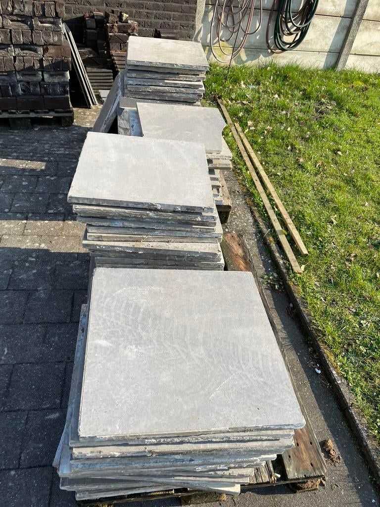 18m2 Terrastegel natuursteen grijs, Tuin en Terras, Ophalen, Gebruikt, Terrastegels, Natuursteen