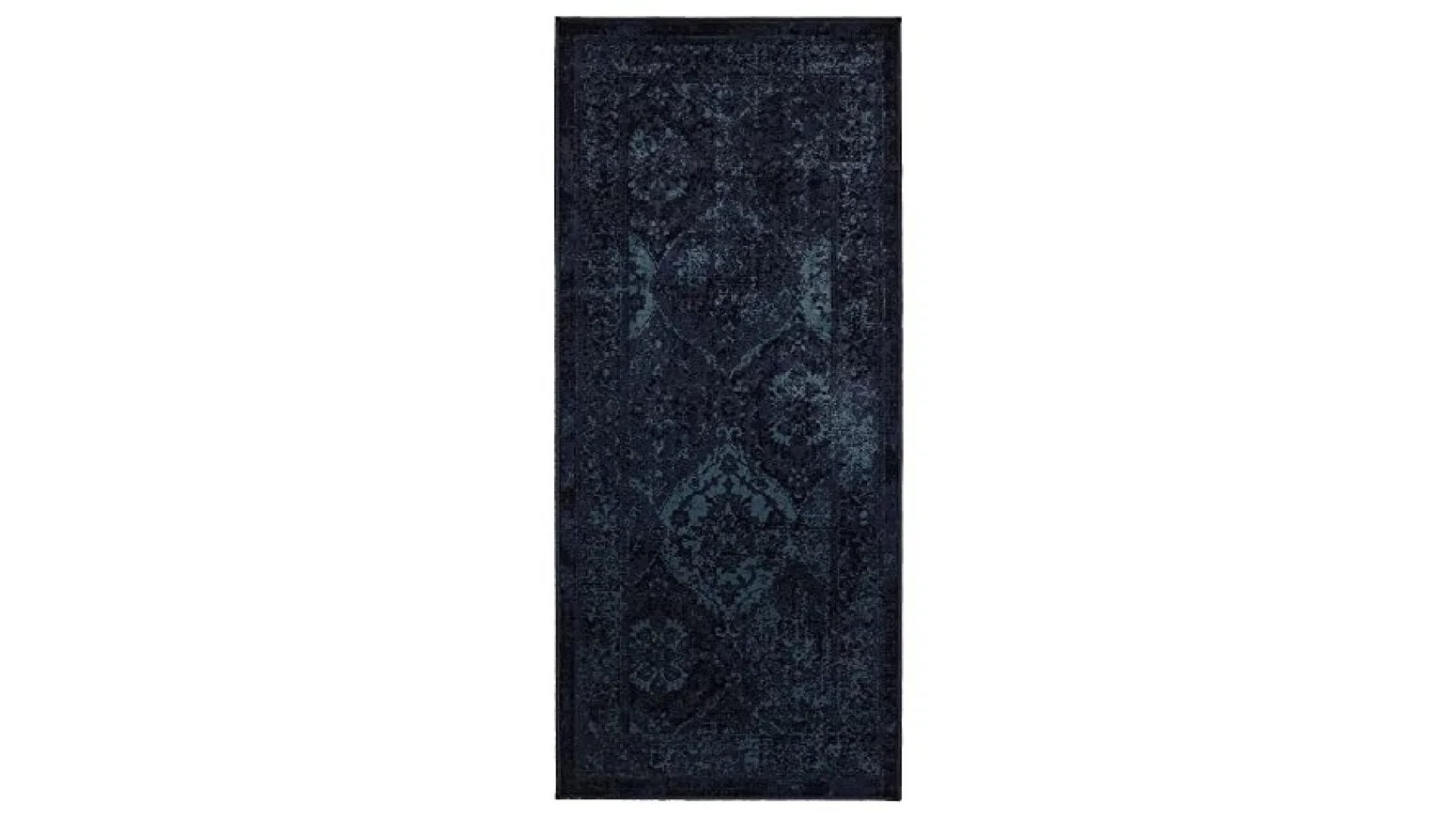 Tapis IKEA VONSBÄK 80x180cm - bleu marine motif oriental, Ophalen, Zo goed als nieuw, Blauw