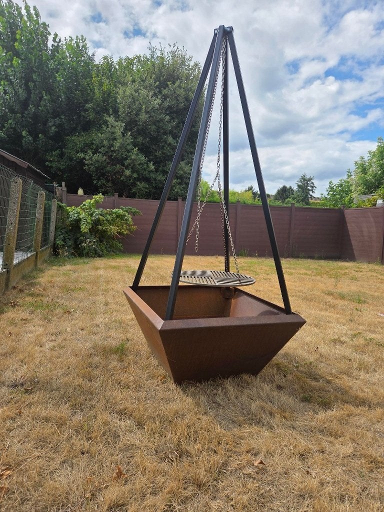 Cortenstaal vuurschaal+BBQ, Enlèvement, Utilisé