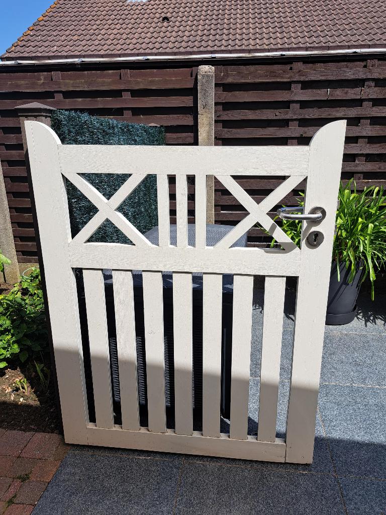 hek in eiken hout ., Tuin en Terras, Ophalen, Met poort, Zo goed als nieuw, Tuinhek