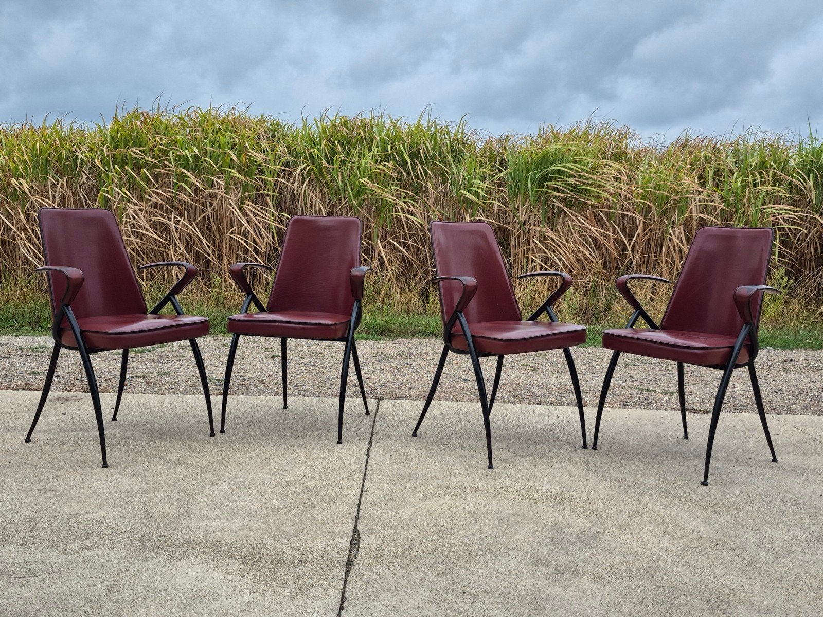 vintage Italiaans design Luna stoelen van Fasem, Ophalen, Gebruikt, Vier, Leer