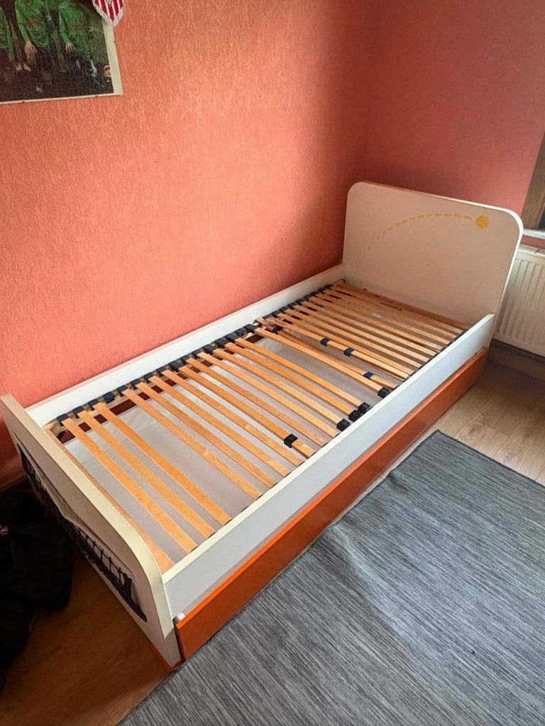 Gautier 200x100 eenpersoonsbed, Huis en Inrichting, Slaapkamer | Bedden, Ophalen, Eenpersoons, Wit, 200 cm