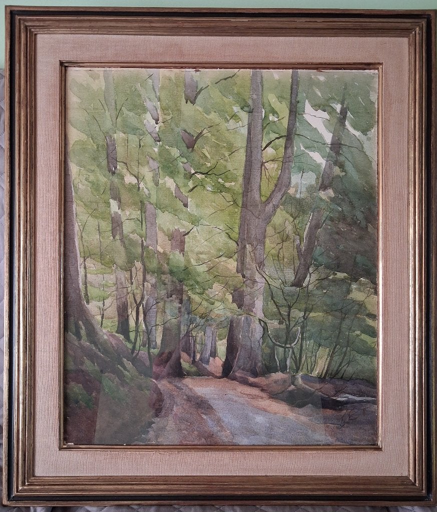 Aquarelle encadrée, Aquarelle, Encadré, Paysage, Enlèvement