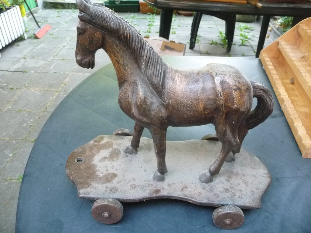 houten paardje, Antiquités & Art, Art | Sculptures & Bois, Mammifère, Bois, Brun, Enlèvement