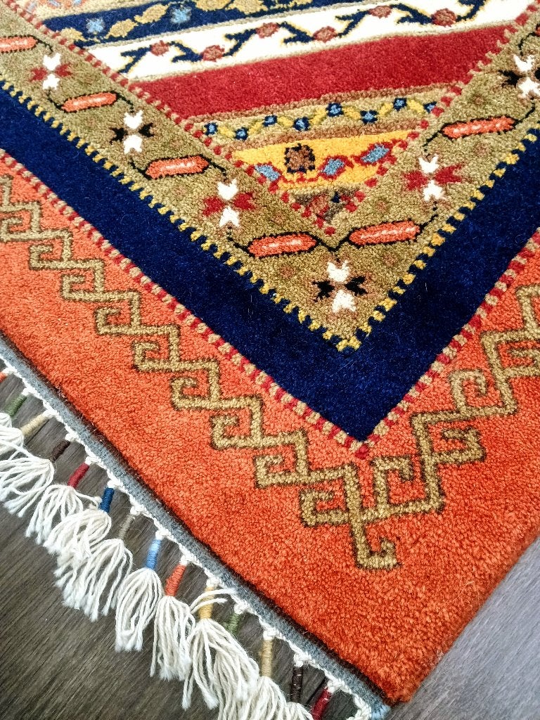 Turks handgeknoopt wollen tapijt – 221  163 cm, Ophalen, Gebruikt