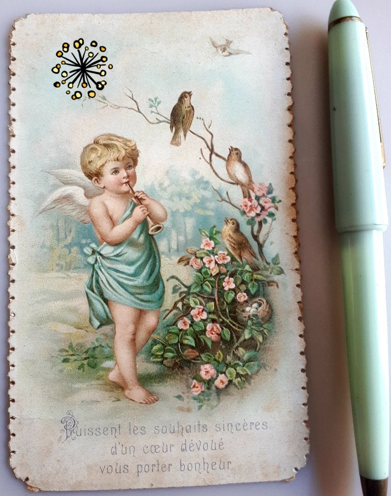Carte  Nouvel An VICTORIEN CARTE DÉCOUPIS/SCRAP d'avant 1900, Enlèvement ou Envoi, Utilisé, Papier ou Carton, Scrap