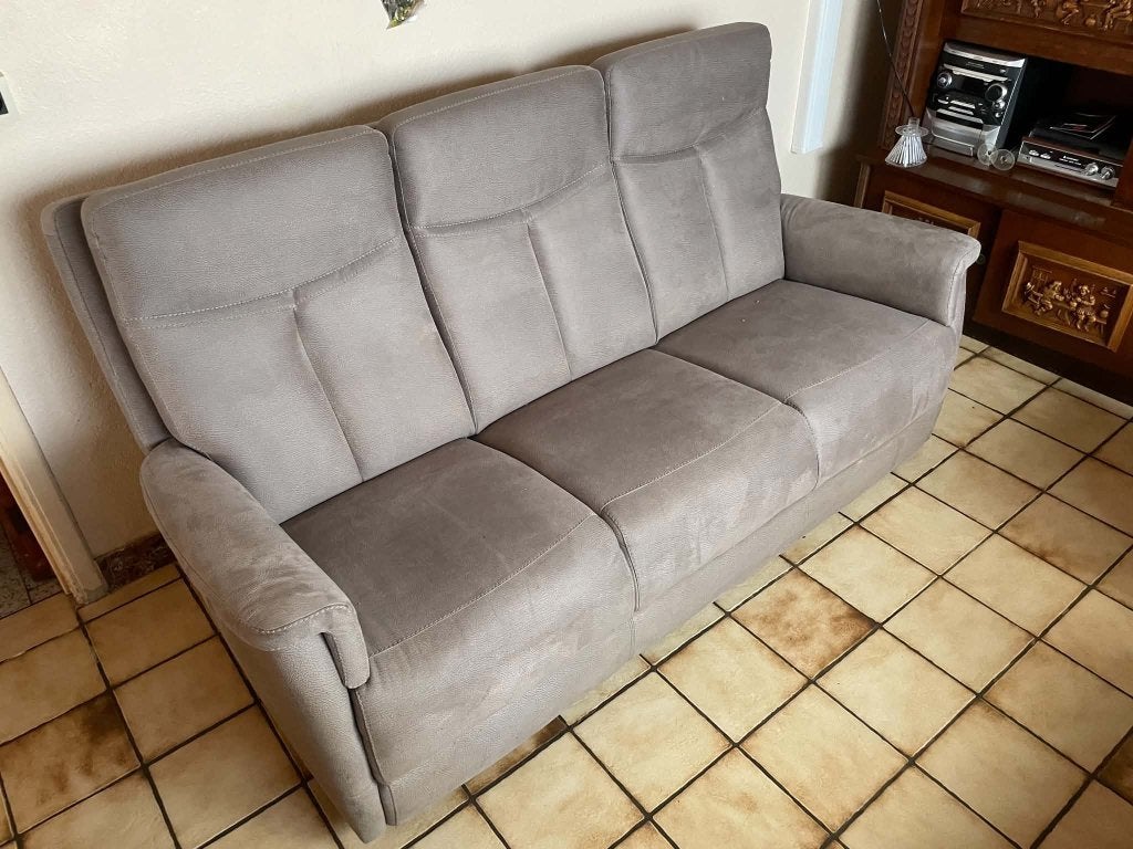 Ensemble de fauteuils gris 3+1+1, Maison & Meubles, Moins de 75 cm, Banc droit, Enlèvement, Utilisé