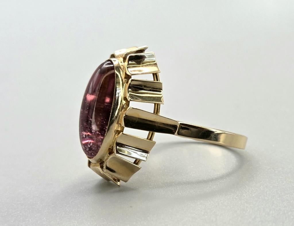 Bague en tourmaline rose vintage. 2026/216., Bijoux, Sacs & Beauté, Bagues, Enlèvement ou Envoi, Rose, 18 à 19, Femme ou Homme