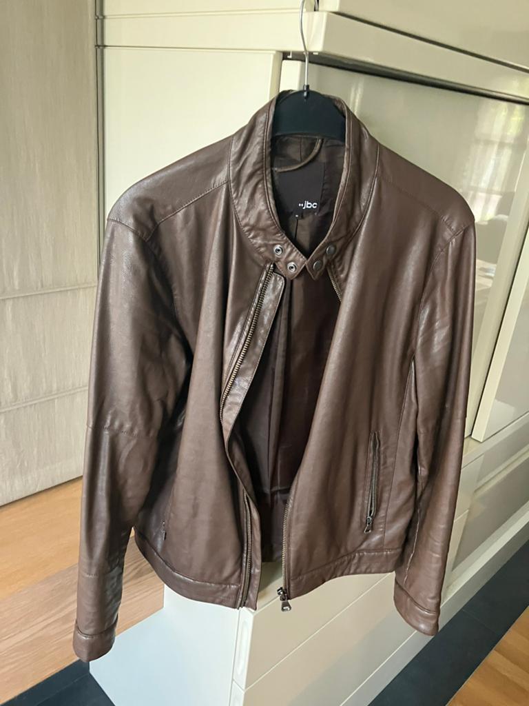 Bruine lederen jas, Kleding | Heren, Ophalen, Zo goed als nieuw