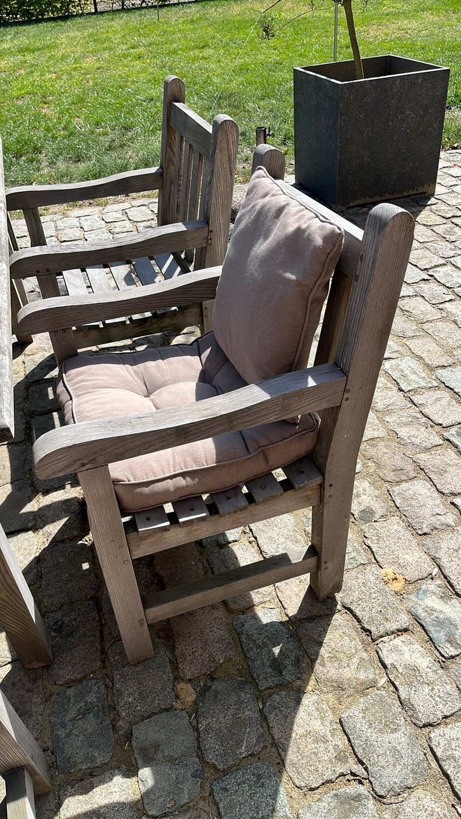 Tuinset volle eik met kussens, Tuin en Terras, Ophalen, Gebruikt, Hout