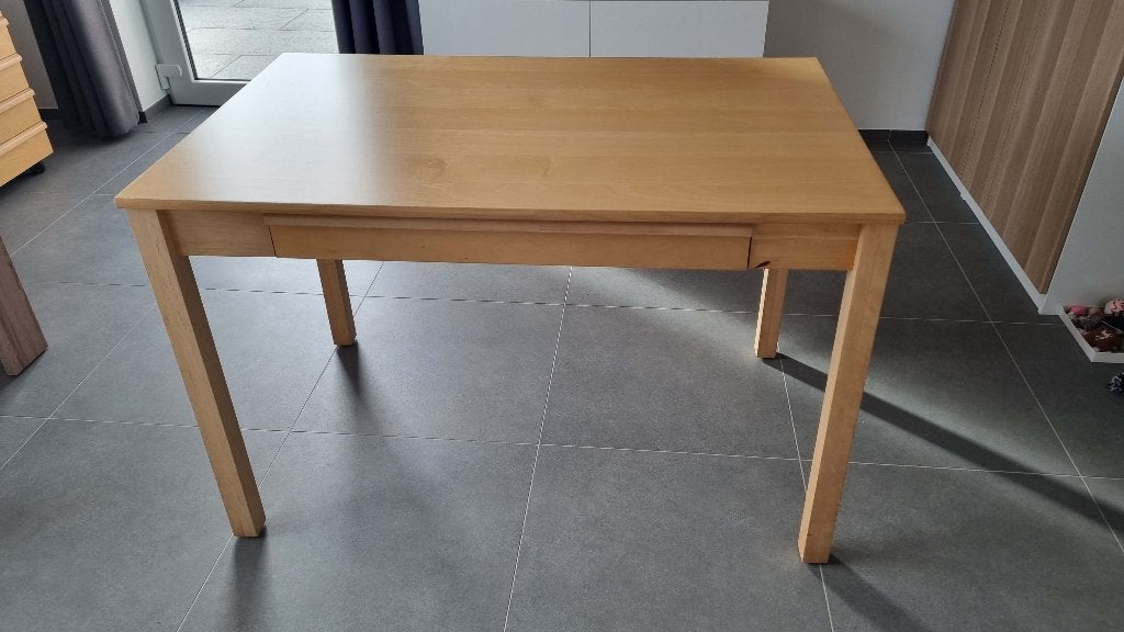 Bureau en bois avec bloc tiroir, Démontable, 120 cm, Enlèvement, 75 cm