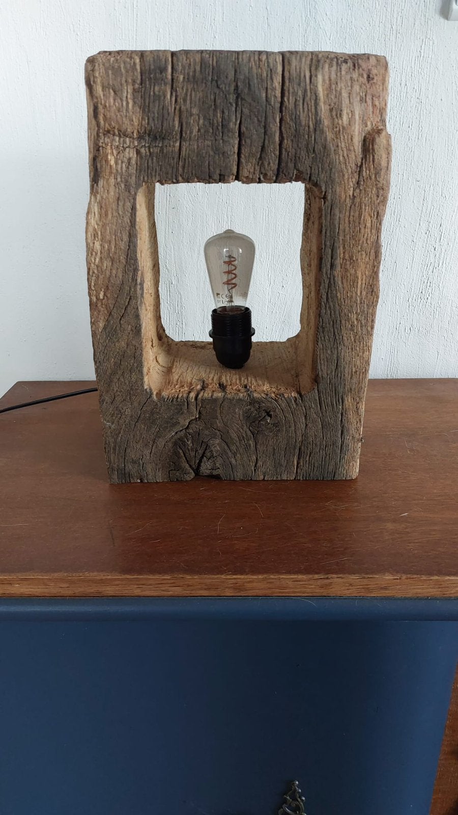 Robuust bielzen lamp, Autres types, Marron, Comme neuf, Enlèvement