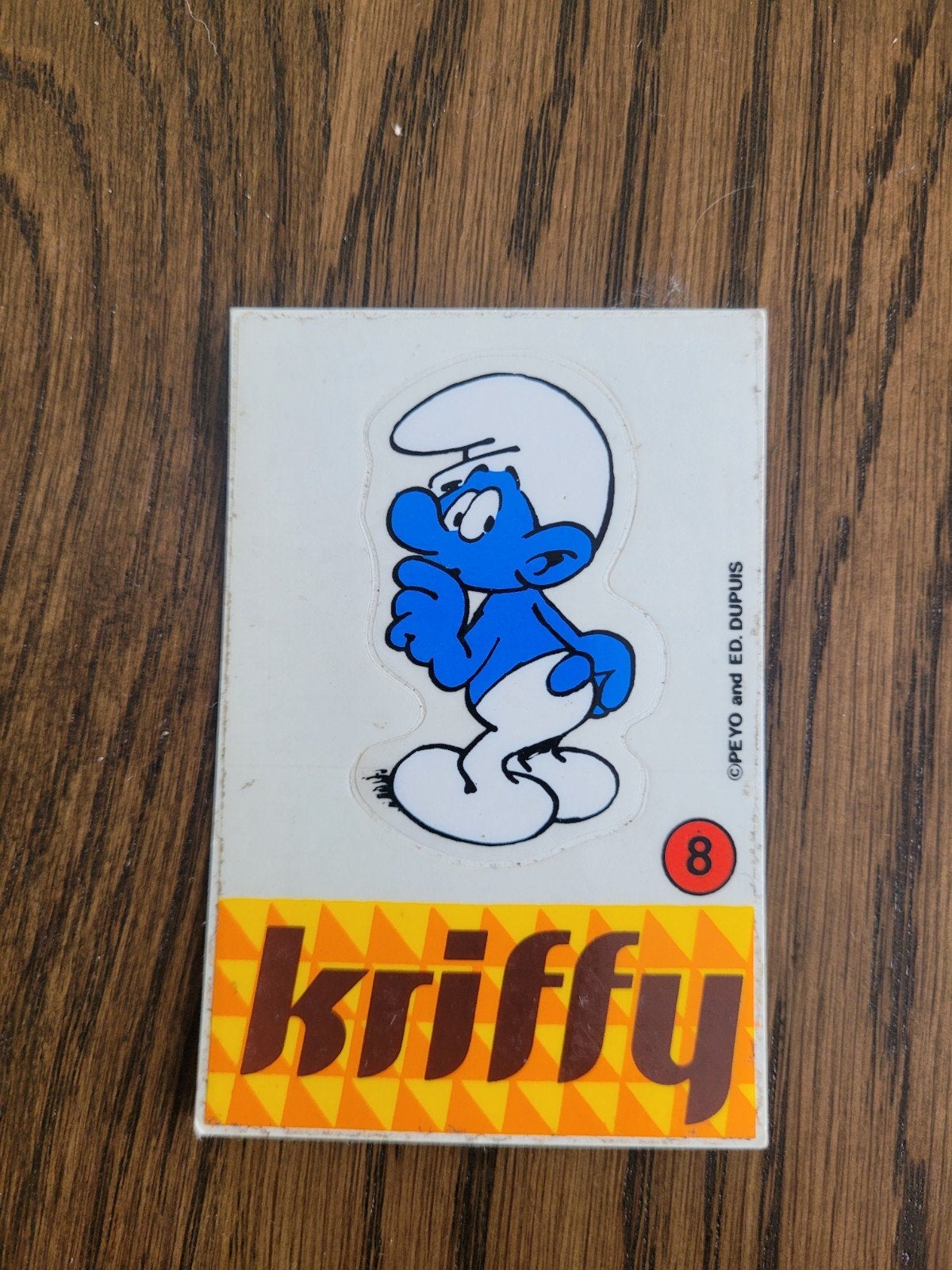 autocollant ancien Les Schtroumpfs Kriffy numéro 8, Collections, Enlèvement ou Envoi