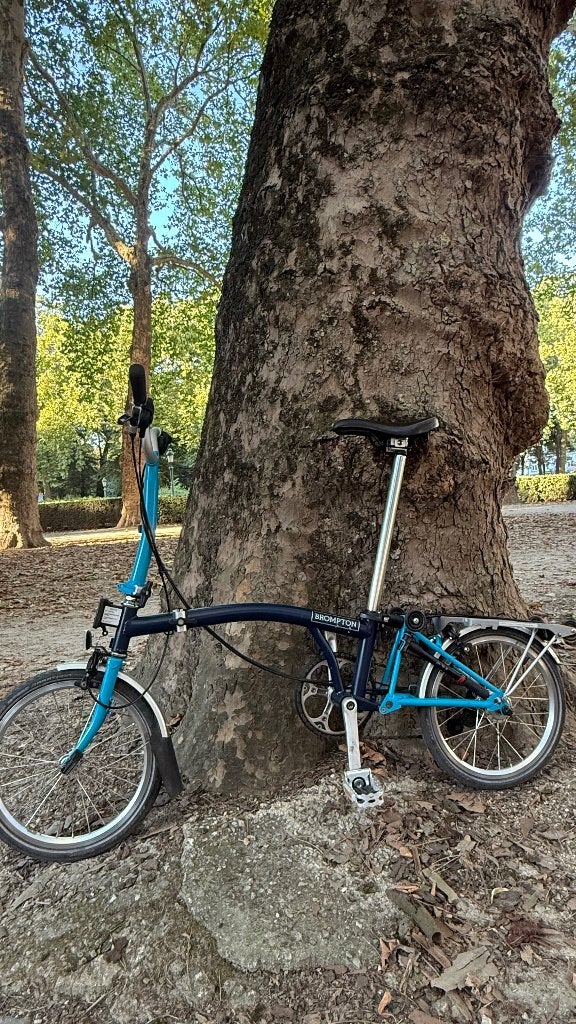Brompton M6R blauw bagagerek met 6 versnellingen, Ophalen, Brompton, Velgrem, 14 tot 16 inch