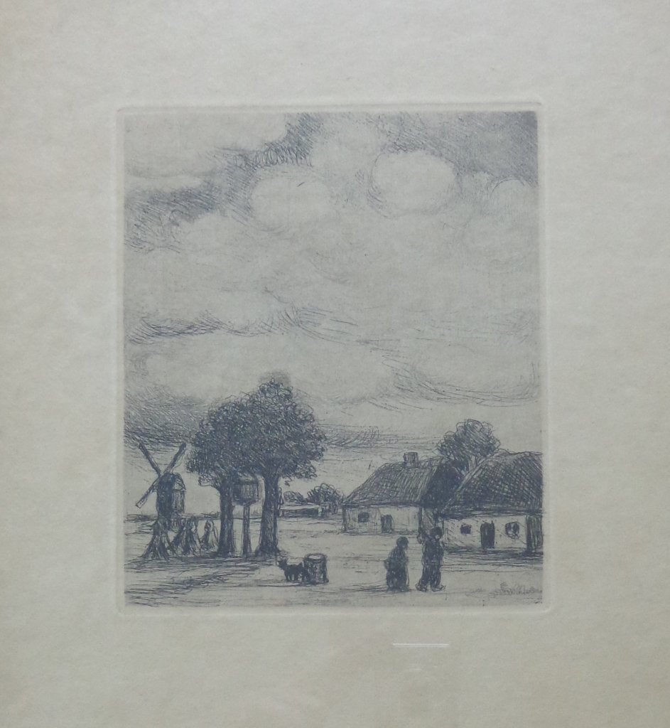 JAKOB SMITS / HET KAPELLETJE / ZW-W ETS / 43x32cm / KADER, Antiquités & Art, Édition limitée, Enlèvement ou Envoi, Paysages, Eau-forte