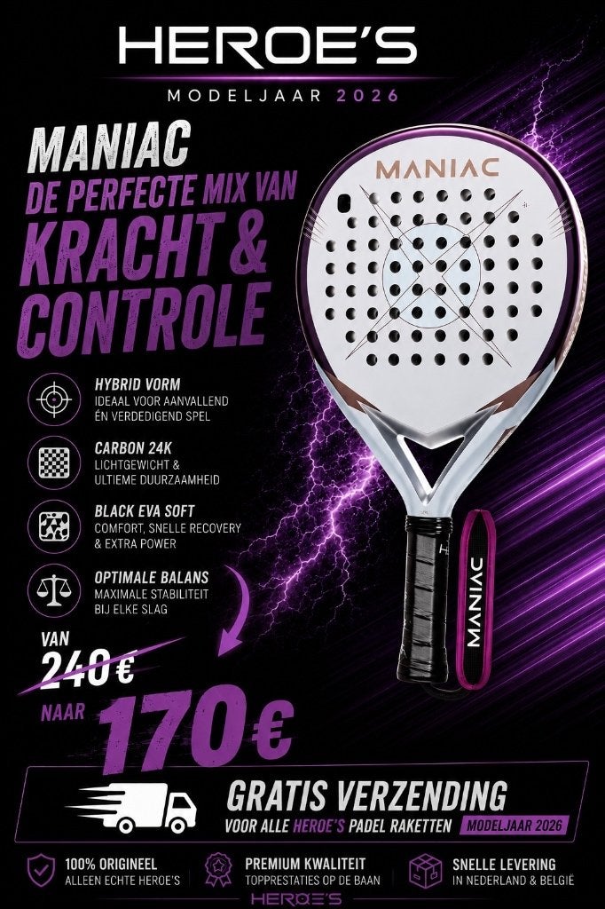 Nieuwe Heroe's Maniac 2026 padel racket, Sport en Fitness, Ophalen of Verzenden, Nieuw, Padelracket