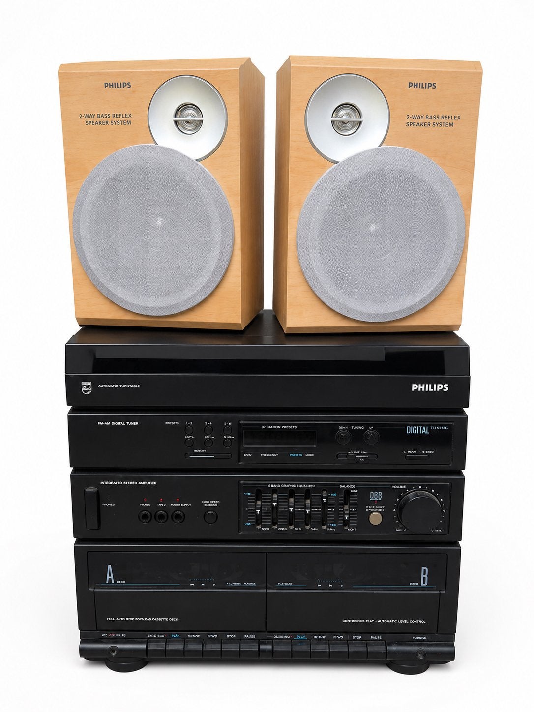 Philips stereo-installatie met luidsprekers, Audio, Tv en Foto, Stereoketens, Zo goed als nieuw, Cassettedeck, Philips, Ophalen