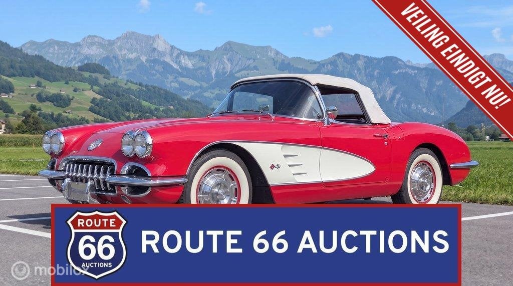 Chevrolet Corvette C1 | 1960 | Route 66 Auctions, Auto's, Chevrolet, Zwart, Bedrijf, Handgeschakeld
