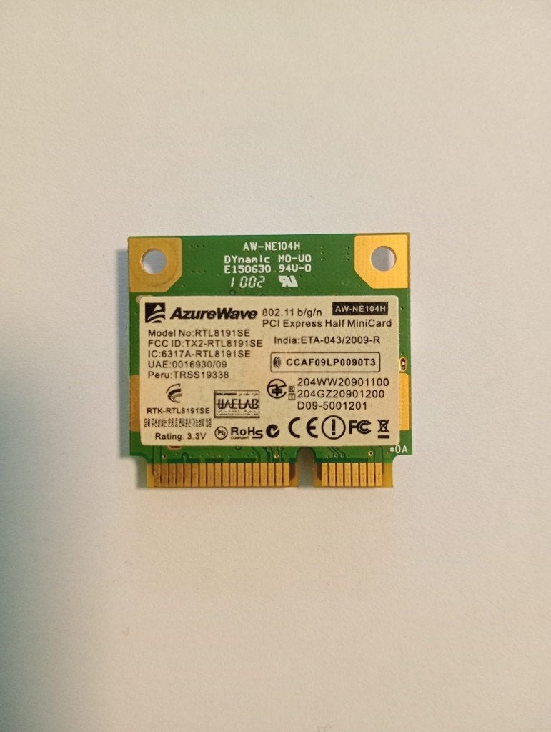 Carte wifi AW-NE104H (RTL8191SE) Half Mini PCI Express, Informatique & Logiciels, Enlèvement, Reconditionné, Interne