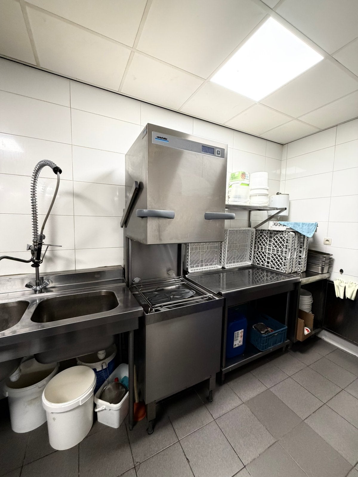 Winterhalter PT-M vaatwasmachine 400V + inox tafels, Ophalen, Gebruikt, Wassen en Drogen