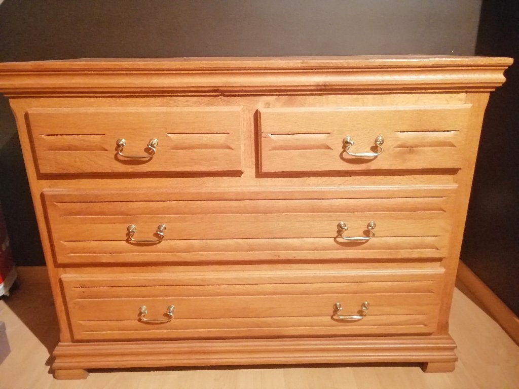 massief eiken commode, Huis en Inrichting, Kasten | Ladekasten, Ophalen, Gebruikt, 100 tot 150 cm, Eikenhout