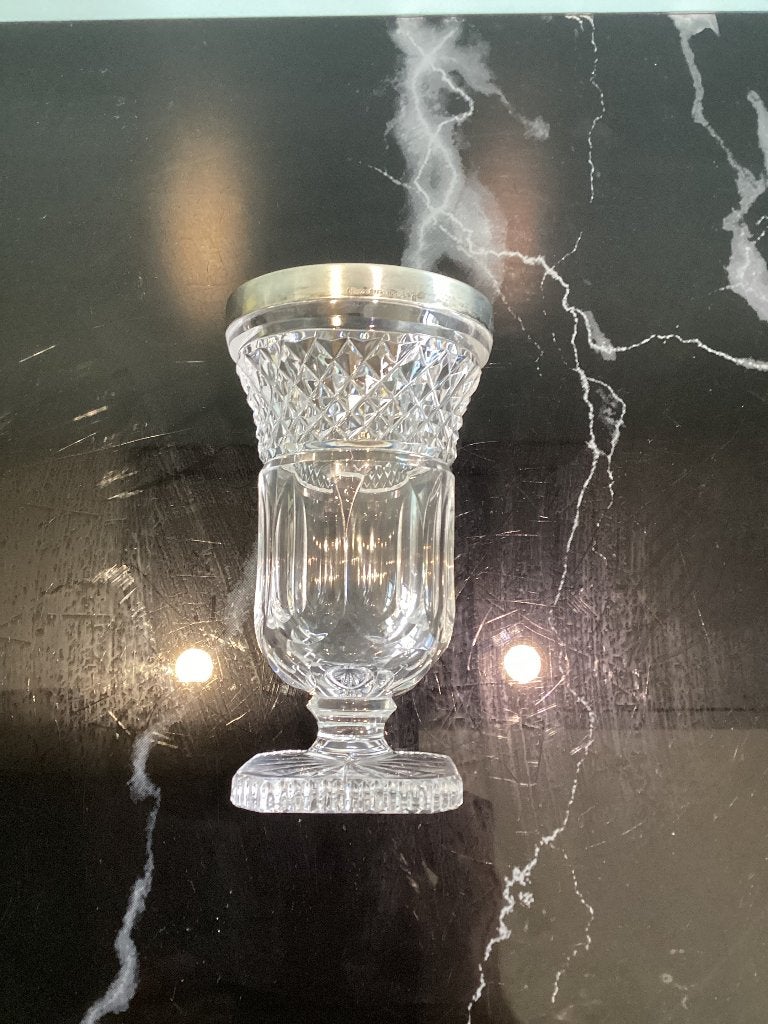 Vase en cristal avec bord argenté. AG167/BA., Antiquités & Art, Enlèvement