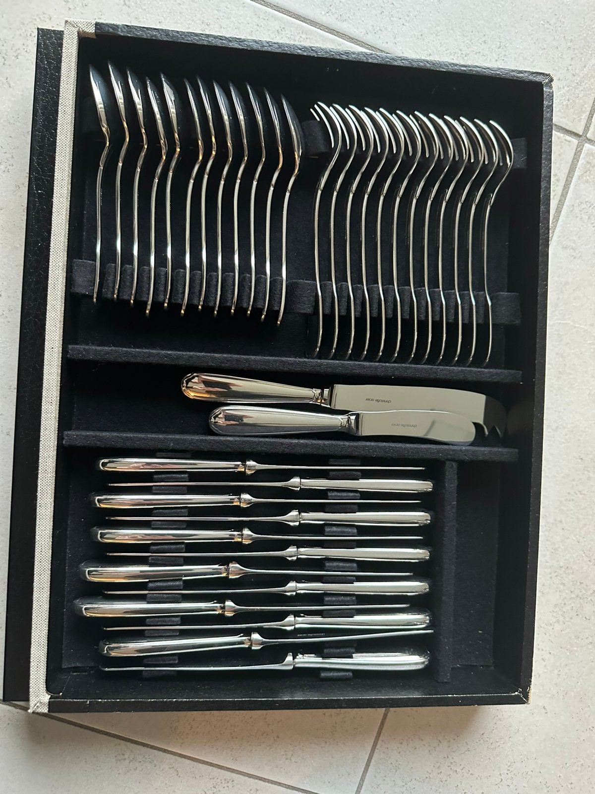 ménagère Christofle Acier – 12 p ,coffret d’origine – 100 p, Enlèvement, Comme neuf, Christofle