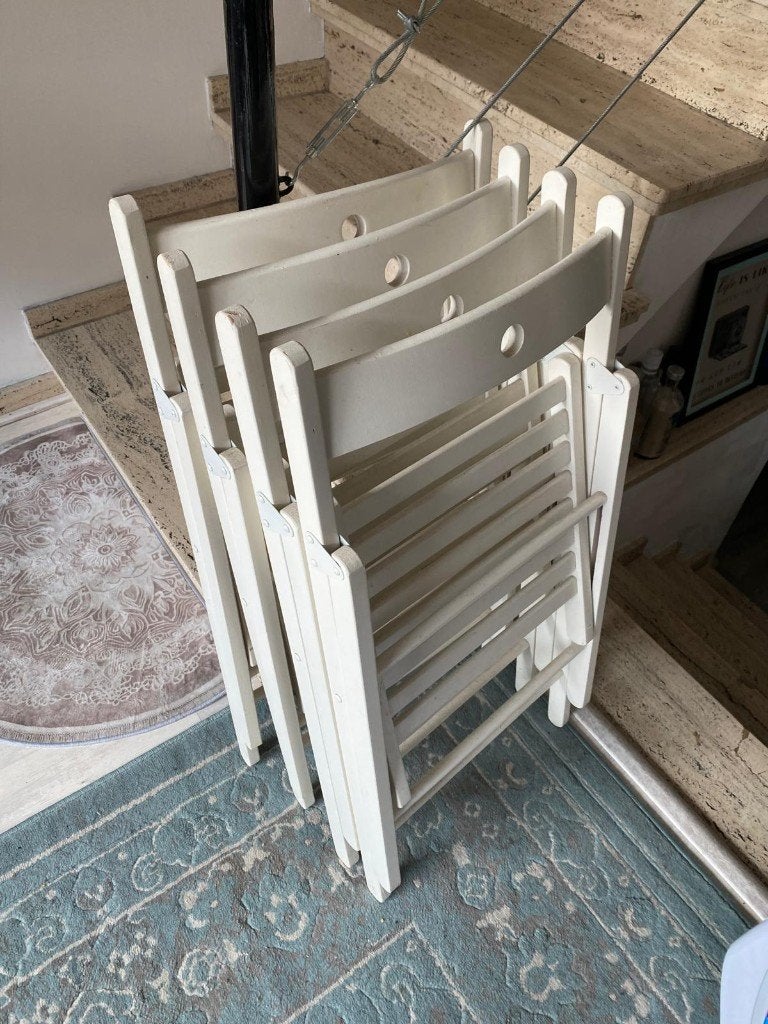 4 witte klapstoelen Ikea, Huis en Inrichting, Stoelen, Ophalen, Gebruikt, Wit, Vier