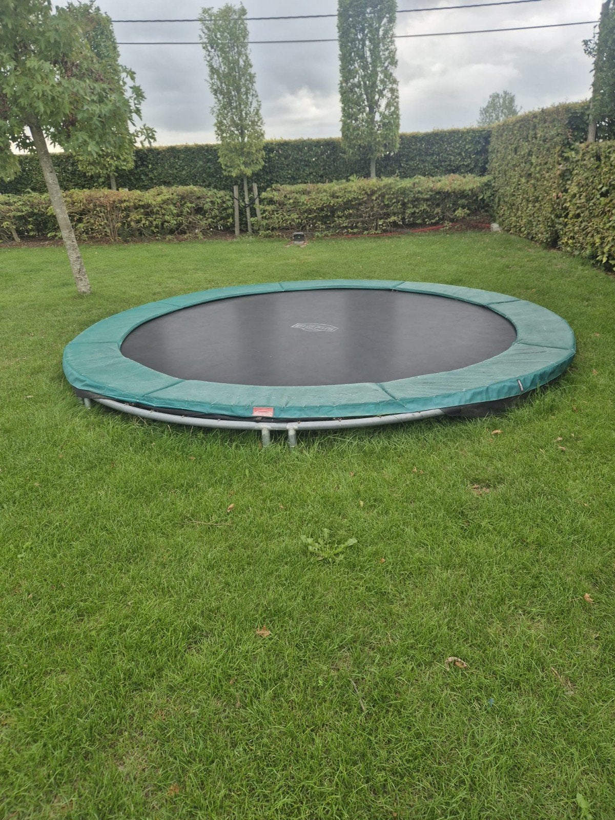trampoline BERG inground champion green 380,incl afdekzeil, Ophalen, Gebruikt