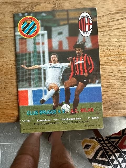 Club Brugge A.C. Milan europabeker  landskampioenen 1990, Info@clbtrr.mi, Ophalen of Verzenden, Zo goed als nieuw, Club Brugge