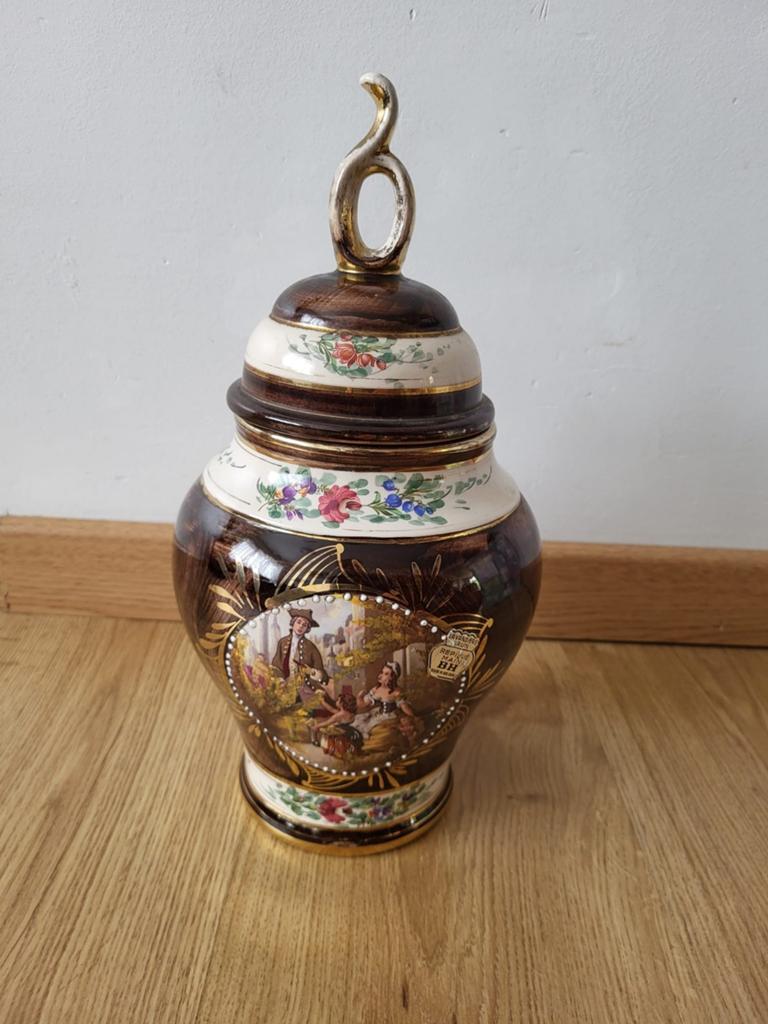 Prachtige antiek porseleinen vaas/pot met deksel, Antiek en Kunst, Ophalen of Verzenden
