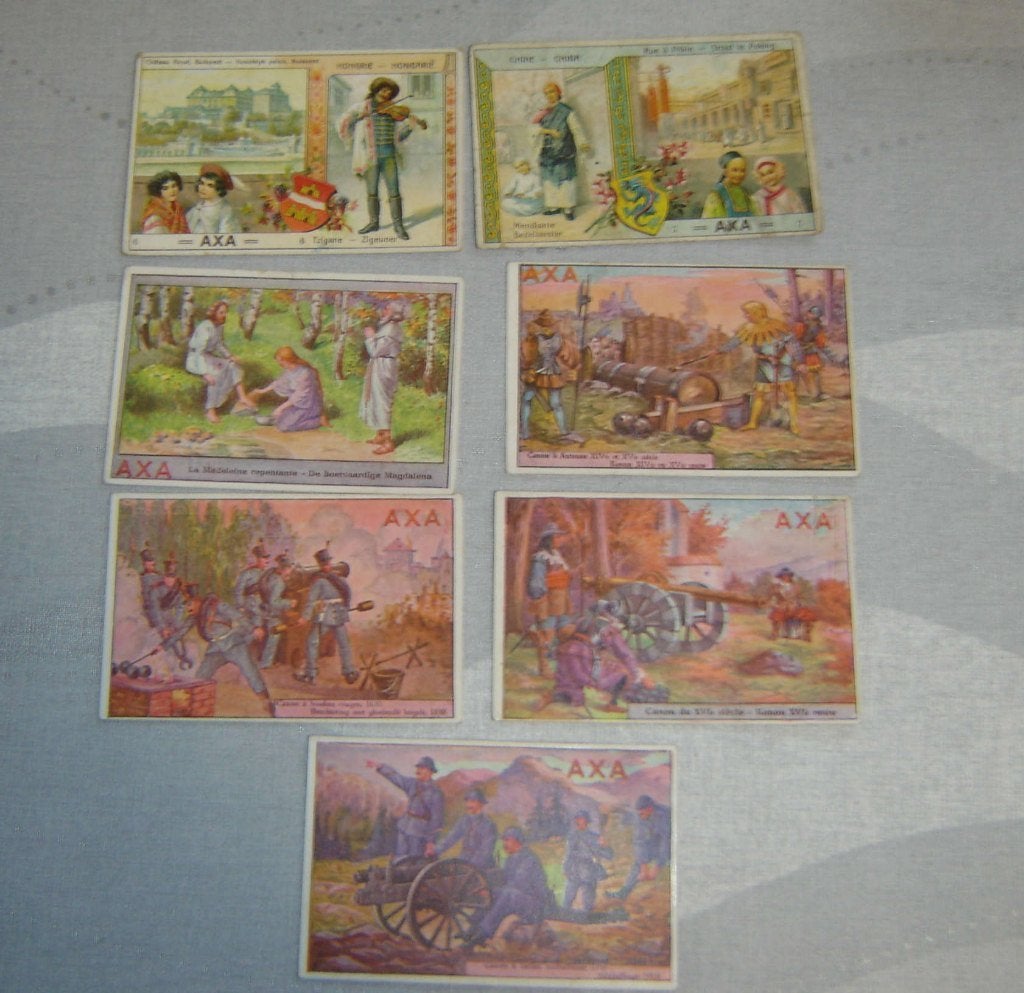 Chromos AXA Merxem 13 pièces, Avant 1940, Gravure, Utilisé, Autres sujets/thèmes