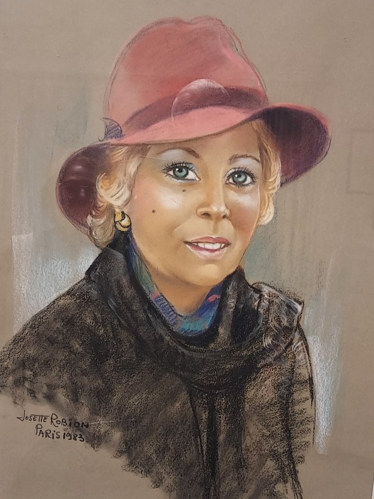 pastel tekening, Antiquités & Art, Enlèvement, Dessin, Dessin à la craie, Sous verre