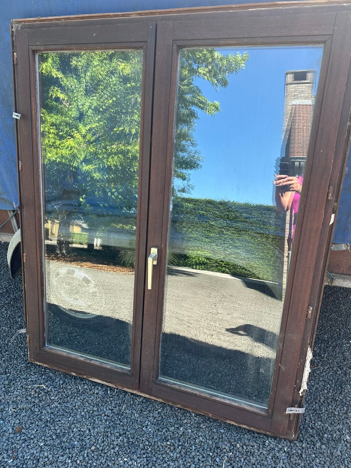 Houten raam dubbel glas, Doe-het-zelf en Bouw, Gebruikt, Overige typen, Inclusief glas, 75 tot 150 cm