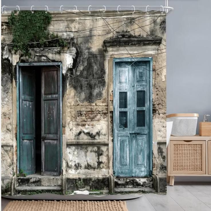 Portes et rideaux de douche vintage en bois (180x200cm), Enlèvement ou Envoi, Neuf