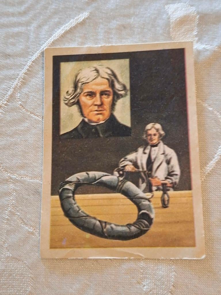 Prentje/Chromo : Faraday en de induktie/Chocolade Jacques, Enlèvement ou Envoi, Gravure, Utilisé, 1940 à 1960
