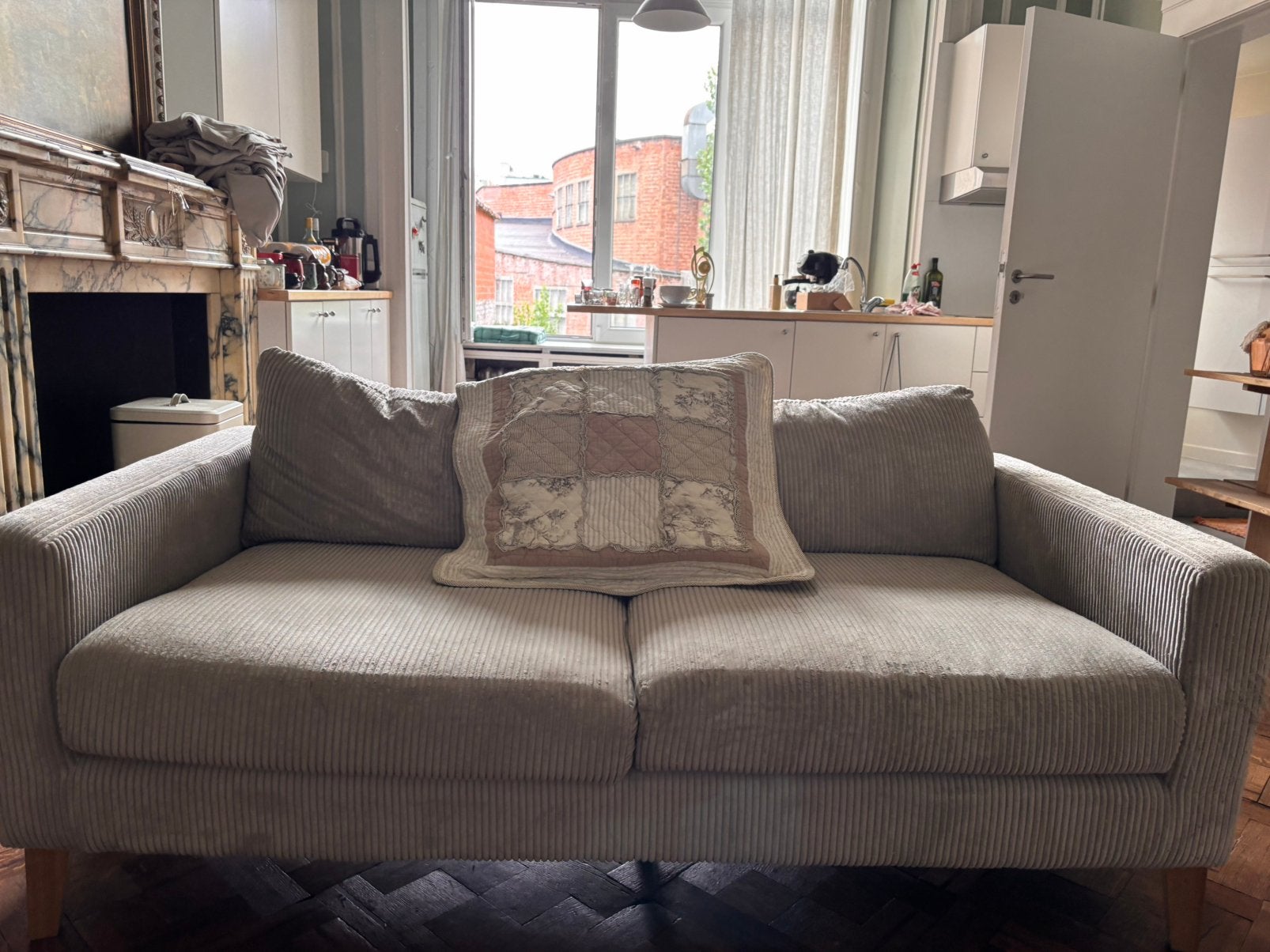 Canapé beige, 75 à 100 cm, Enlèvement, Utilisé, Tissus