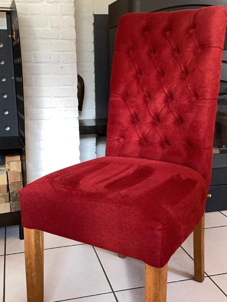 Set van 6 eetkamerstoelen., Maison & Meubles, Chaises, Rouge, Bois, Comme neuf, Klasiek
