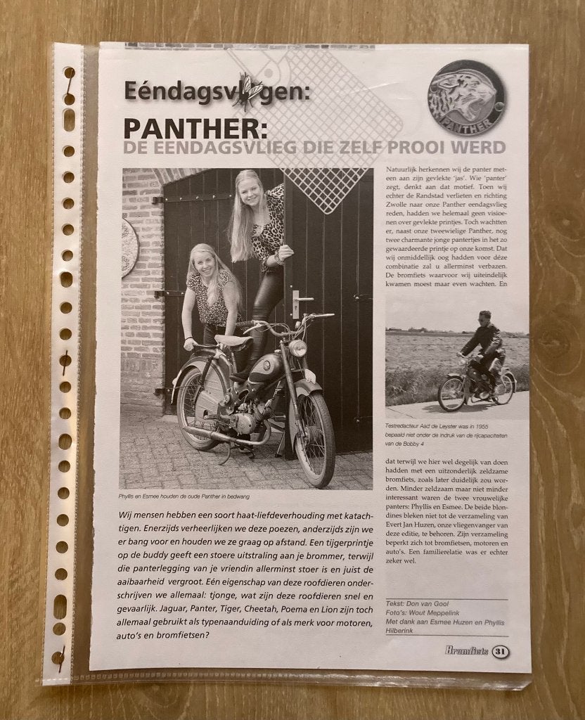 Unieke Map met documentatie Eendagsvliegen - Panther, Fietsen en Brommers, Handleidingen en Instructieboekjes, Verzenden, Zo goed als nieuw